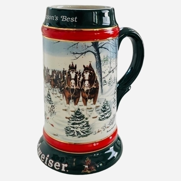Vintage BUDWEISER The Seasons Best Holiday Beer Stein Beer Mug by Susan Sampson - Picture 2 of 6